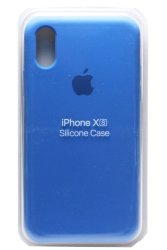 Силиконовый чехол для iPhone XS ярко-голубой