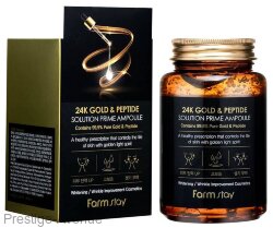  FarmStay Многофункциональная ампульная сыворотка с золотом и пептидами 24K Gold & Peptide Solution Prime Ampoule