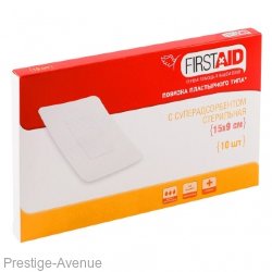 Повязка FirstAid пластырная с суперадсорбентом стерильная 15 х 9 см 10 шт