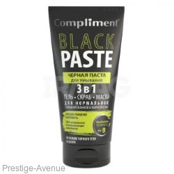 Черная паста Compliment Black Paste для умывания 3 в 1 (на основе черного угля) 165мл