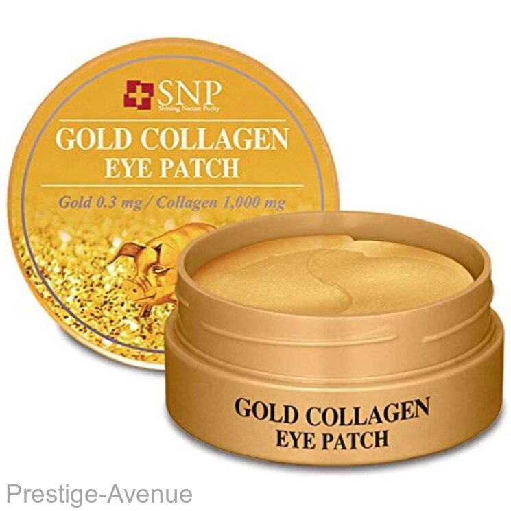 Гидрогелевые патчи для области вокруг глаз с золотом и коллагеном SNP Gold Collagen Eye Patch 60 шт