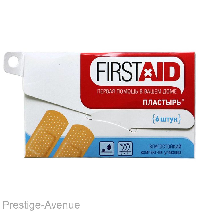 First Aid Пластырь влагостойкий, 6шт. (19х72 мм)