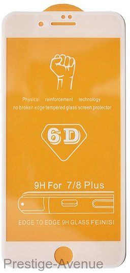 Защитное стекло 6D 9H Glass Pro для iPhone 7/8 plus (белое)