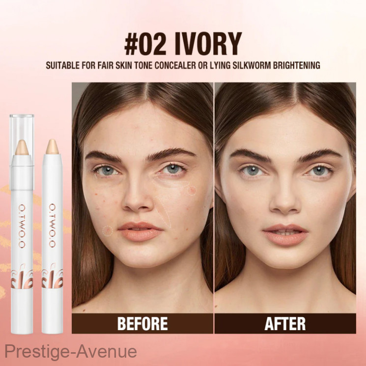 O.TWO.O Универсальный стик для макияжа Multi-purpose Makeup stick With Concealer Eyeshadow Highlighter Pencil  SC058 #02 Ivory